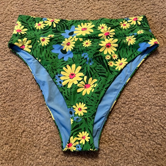 aerie Other - Aerie Green Floral High Waisted Swim Bottoms